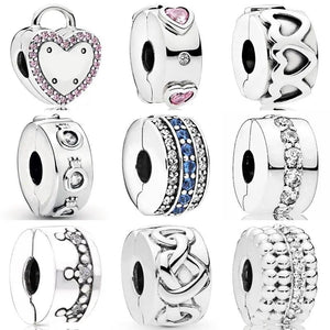 Sparkling 925 Silver Love Charm Bead Bracelet Jewelry