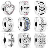 Sparkling 925 Silver Love Charm Bead Bracelet Jewelry