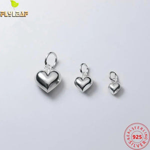 S925 Sterling Silver Heart Charms DIY Jewelry Bracelet Necklace Pendant