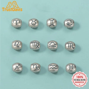 TrustDavis Real Sterling Silver 12 Constellation Bead Charm Pendant