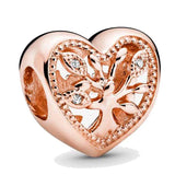 Rose Family Tree Heart Love You Lock With Key 925 Silver Beads