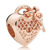 Rose Family Tree Heart Love You Lock With Key 925 Silver Beads