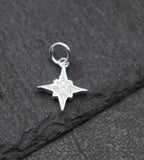 925 Silver Zircon Star Charms Dangle Pendants DIY Jewelry