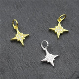 925 Silver Zircon Star Charms Dangle Pendants DIY Jewelry