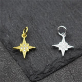 925 Silver Zircon Star Charms Dangle Pendants DIY Jewelry
