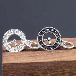 Vintage Clock Charm Pendant 925 Sterling Silver DIY Jewelry Making