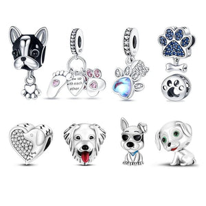 925 Sterling Silver Mini Dog Charms Beads for Bracelet Making