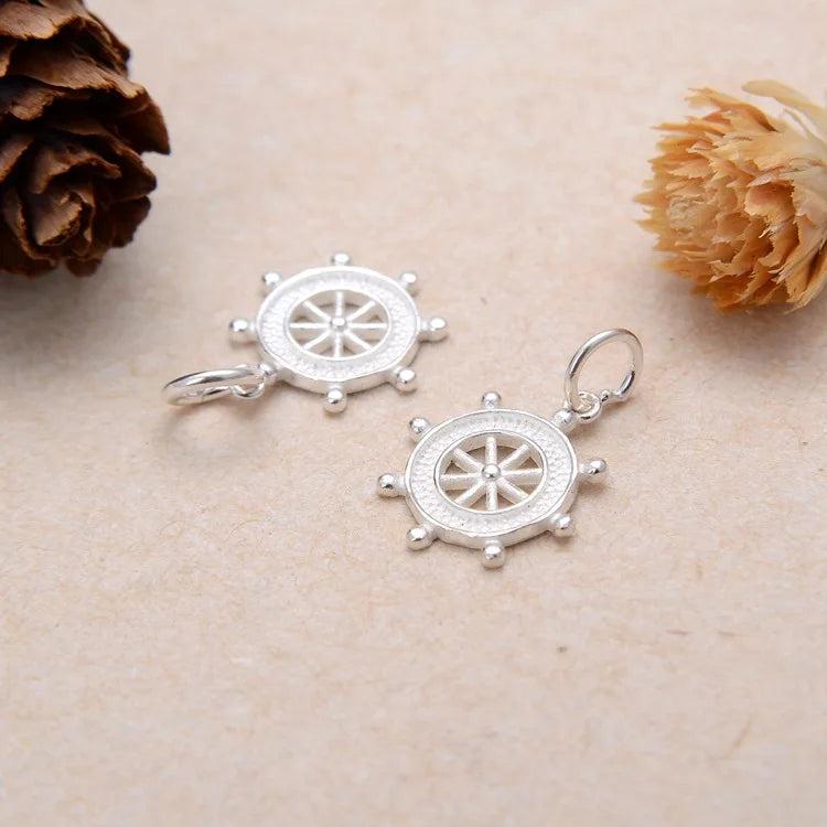 925 Silver Tibetan Wheel Charm Amulet Pendant