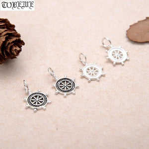 925 Silver Tibetan Wheel Charm Amulet Pendant