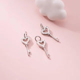 925 Silver Heart Key Zircon Charms DIY Jewelry for Necklace Bracelet