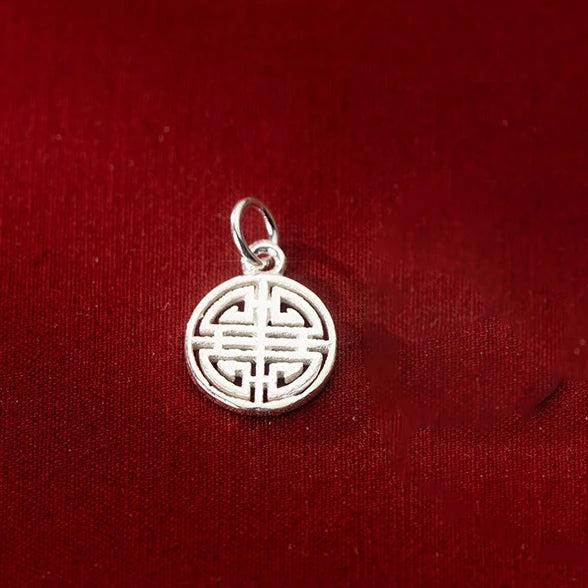 925 Silver 12MM Hollow Chinese Style Geometric Pendant Charms