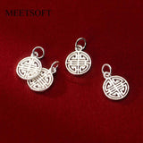 925 Silver 12MM Hollow Chinese Style Geometric Pendant Charms