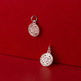 925 Silver 12MM Hollow Chinese Style Geometric Pendant Charms