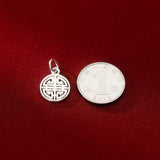 925 Silver 12MM Hollow Chinese Style Geometric Pendant Charms