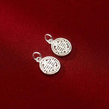 925 Silver 12MM Hollow Chinese Style Geometric Pendant Charms