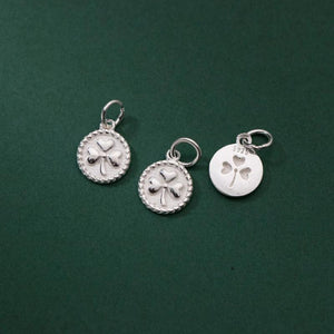 925 Silver Shamrock Circle Charms 10mm Lucky Flower Pendants DIY Jewelry