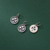 925 Silver Shamrock Circle Charms 10mm Lucky Flower Pendants DIY Jewelry