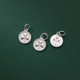 925 Silver Shamrock Circle Charms 10mm Lucky Flower Pendants DIY Jewelry