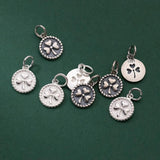 925 Silver Shamrock Circle Charms 10mm Lucky Flower Pendants DIY Jewelry