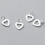 2pcs 925 Sterling Silver Heart Dangler Charms S925 Silver Fancy Women Necklace