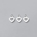 2pcs 925 Sterling Silver Heart Dangler Charms S925 Silver Fancy Women Necklace