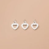 2pcs 925 Sterling Silver Heart Dangler Charms S925 Silver Fancy Women Necklace