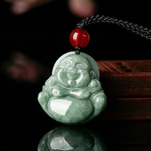 Natural A Jadeite Bean Seed Buddha Jade Pendant Necklace