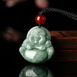 Natural A Jadeite Bean Seed Buddha Jade Pendant Necklace