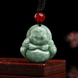 Natural A Jadeite Bean Seed Buddha Jade Pendant Necklace
