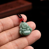 Natural A Jadeite Bean Seed Buddha Jade Pendant Necklace