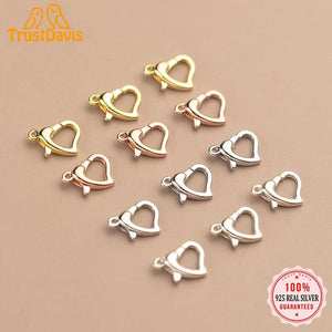 TrustDavis 925 Silver Love Heart Snap Hook DIY Necklace Bracelet Accessories
