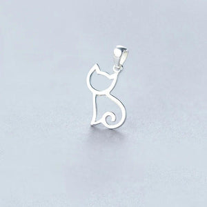 925 Silver Cat Hollow Charm for DIY Necklace