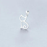 925 Silver Cat Hollow Charm for DIY Necklace
