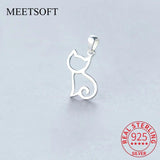 925 Silver Cat Hollow Charm for DIY Necklace