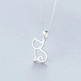 925 Silver Cat Hollow Charm for DIY Necklace