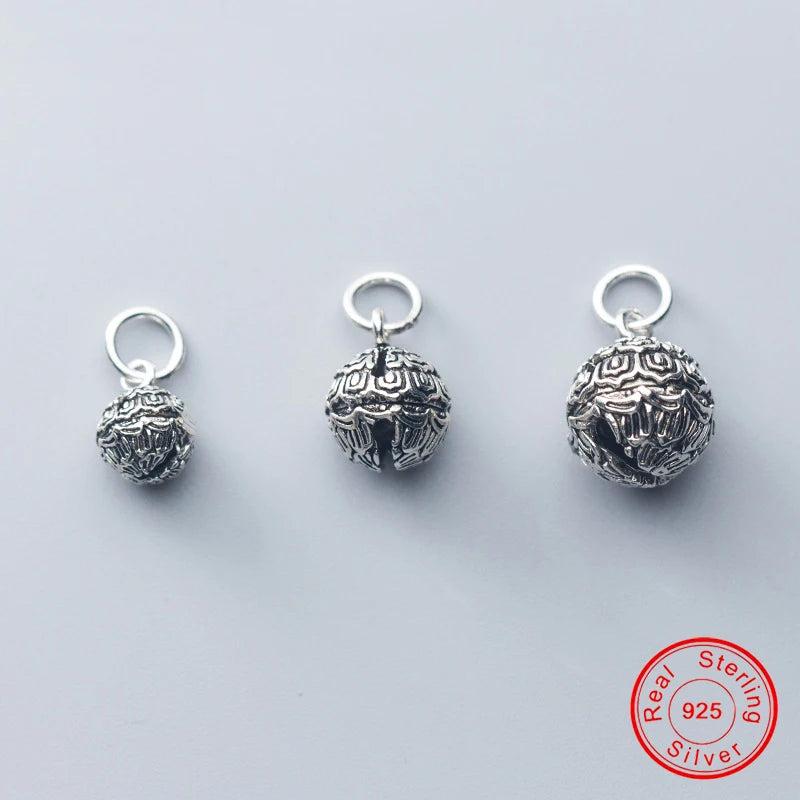 S925 Vintage Round Charms Beads Findings