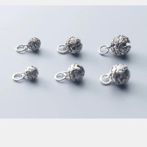 S925 Vintage Round Charms Beads Findings