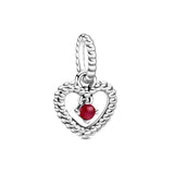 12 Month Birthstone Heart Eternity Charms Beads 925 Sterling Silver Bracelet DIY