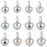 12 Month Birthstone Heart Eternity Charms Beads 925 Sterling Silver Bracelet DIY