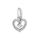 12 Month Birthstone Heart Eternity Charms Beads 925 Sterling Silver Bracelet DIY