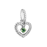 12 Month Birthstone Heart Eternity Charms Beads 925 Sterling Silver Bracelet DIY