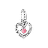 12 Month Birthstone Heart Eternity Charms Beads 925 Sterling Silver Bracelet DIY