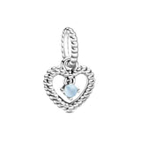 12 Month Birthstone Heart Eternity Charms Beads 925 Sterling Silver Bracelet DIY