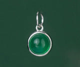 Vintage Sterling Silver Chrysoprase Round Pendant Charm DIY Accessory