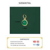 Vintage Sterling Silver Chrysoprase Round Pendant Charm DIY Accessory