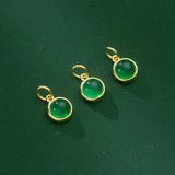Vintage Sterling Silver Chrysoprase Round Pendant Charm DIY Accessory