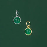 Vintage Sterling Silver Chrysoprase Round Pendant Charm DIY Accessory
