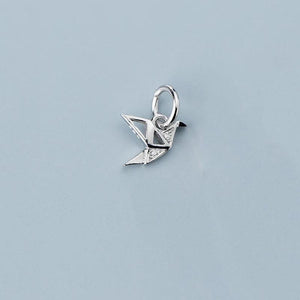 925 Silver Paper Cranes Zircon Charm Necklace Accessory