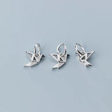 925 Silver Paper Cranes Zircon Charm Necklace Accessory