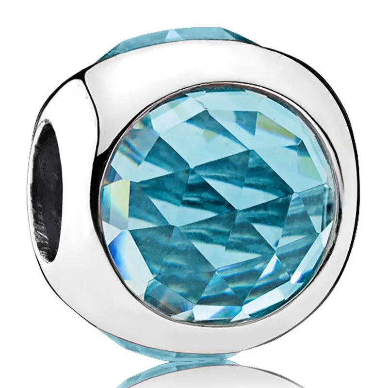 Multicolor Radiant Droplets Crystal Charms Sterling Silver Beads